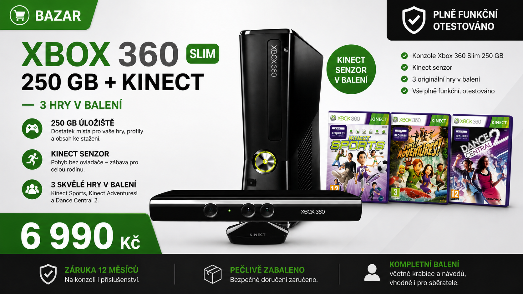 sběratelská sada xbox 360 s kinectem