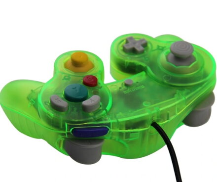 Gamecube ovladač zelený crystal