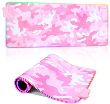 Podložka pod myš XL 80x30 cm LED RGB Pink Camo