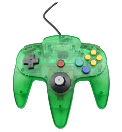 N64 zelený transparentní ovladač